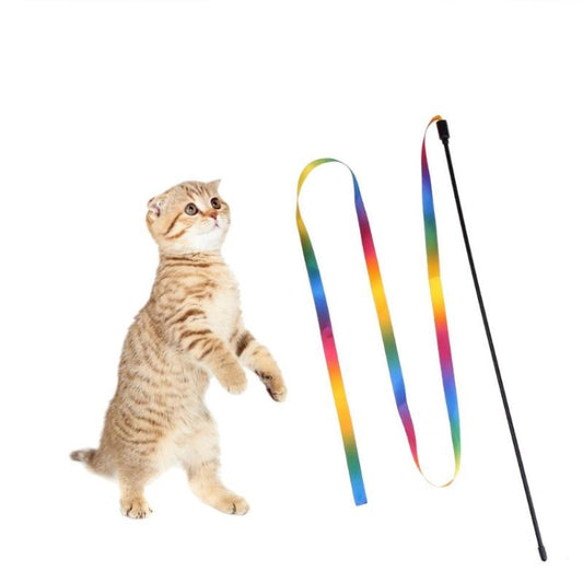 Cat Toy Rainbow Cloth Strip Funny Cat Stick, Rainbow Cloth Strip