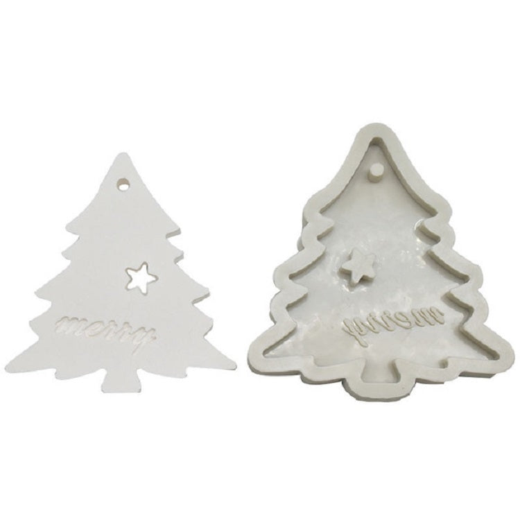 Christmas tree silicone fondant molds with star cutout and embossed tree details