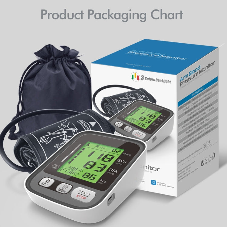 Upper arm blood pressure monitor kit with cuff, device, and storage pouch