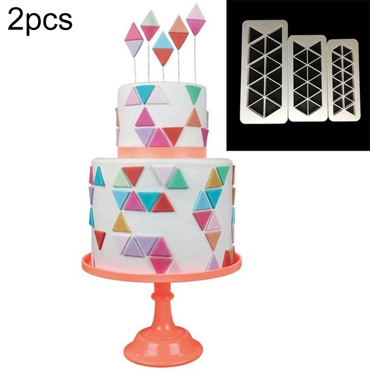 2-piece triangle embossed cake strip mold set with geometric triangle pattern