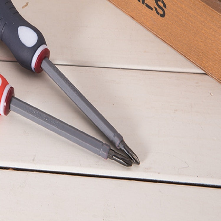 Electric test pencil with two gray metal tips and red/white insulated handle