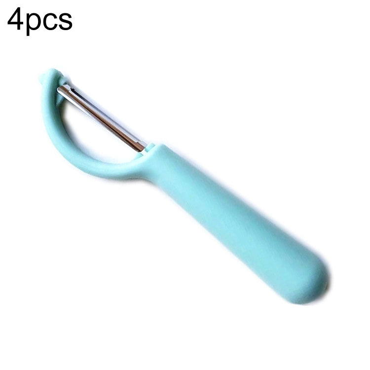 Light blue round-handle fruit peeler with stainless-steel blade