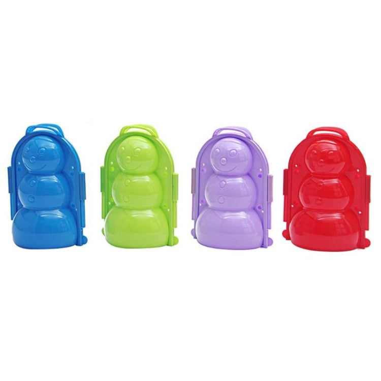 Assorted-color snowman snowball maker molds: blue, green, purple, and red cases