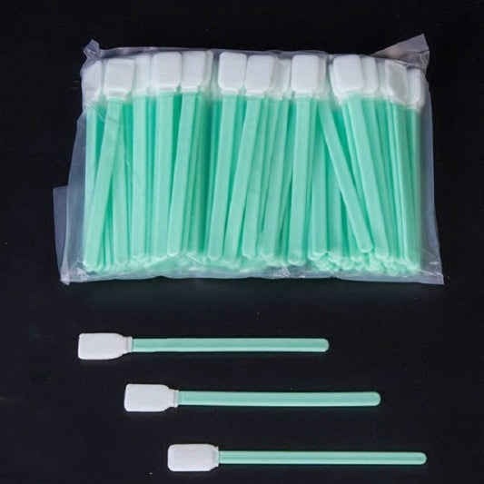 100 Sticks Inkjet Sponge Flat Head Cleaning Wipe Industrial Rod, 13cm
