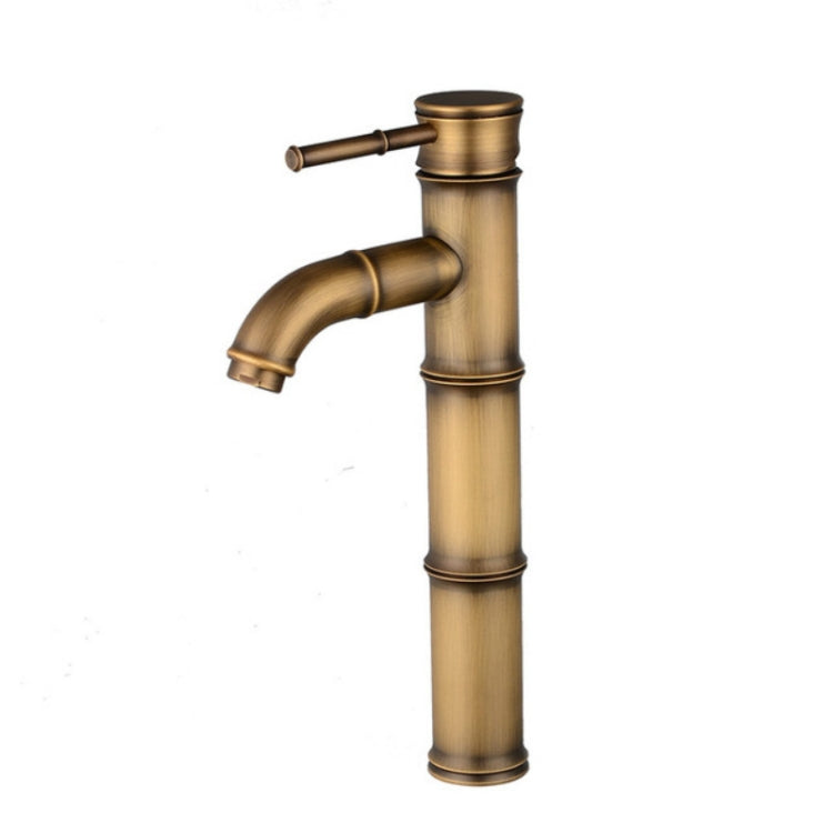 Antique brass tall bathroom faucet with single lever and curved spout