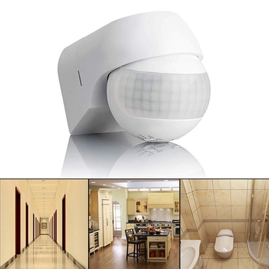 White PIR motion sensor detector with dome lens and curved side housing