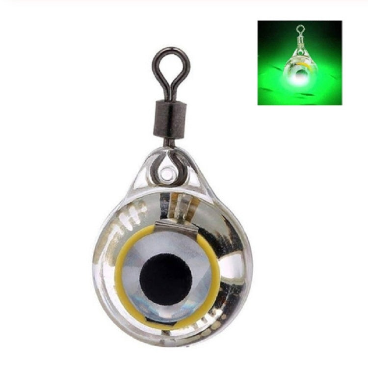 LED fish lure lamp with green light glow, clear glass bulb, and hook clip