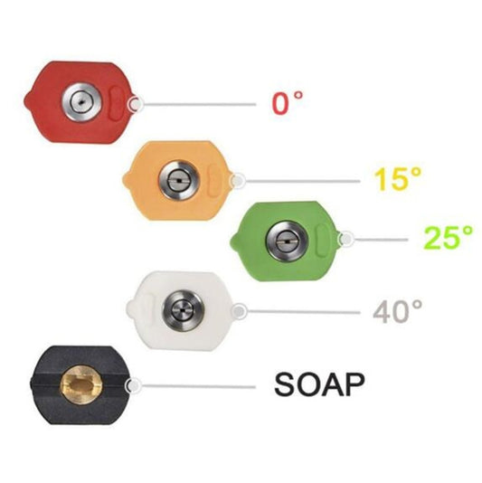 High Pressure Car Wash Water Gun 1/4 Quick Plug Interface Fan Shaped Five Color Nozzle Stainless Steel Elbow Extension Rod, High Pressure Spray Gun Kit