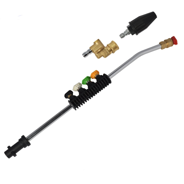 High pressure spray gun kit with brass control valve, color nozzle tips, and hose connector