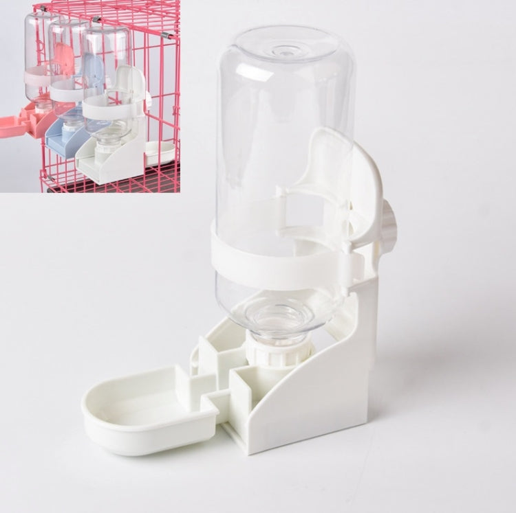 White automatic pet water dispenser with clear bottle, nozzle, and side water tray