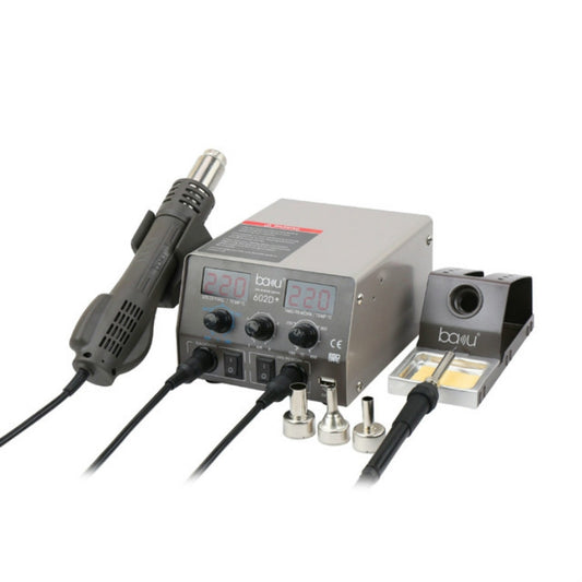 Dual digital welding station set with soldering iron, tin nozzles, and holder, EU/US-ready