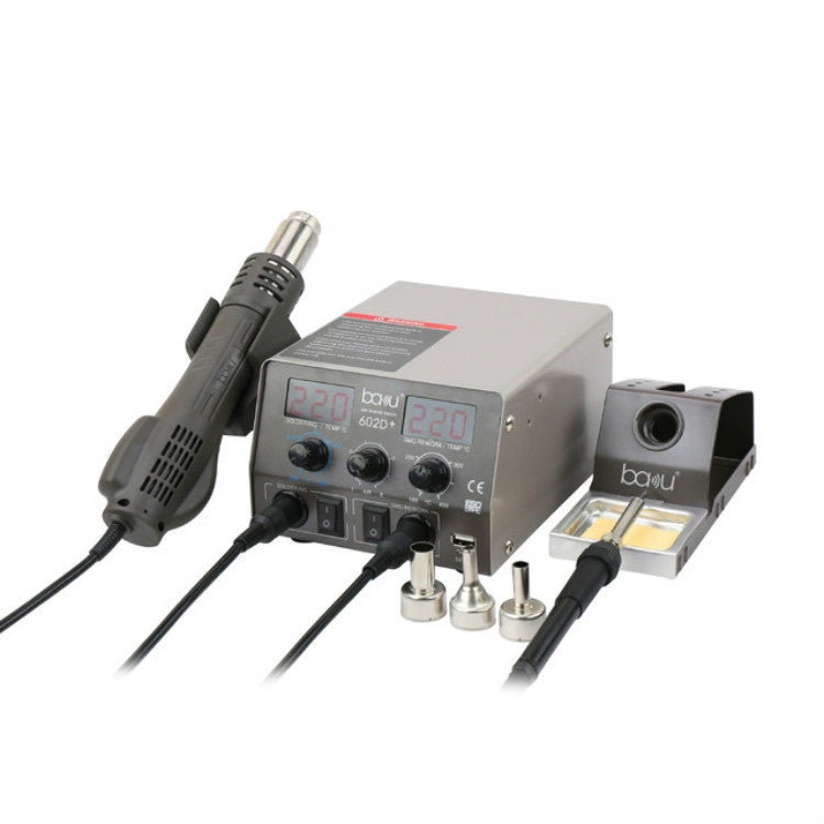 Dual digital welding station kit with soldering iron, twin displays, and metal tip accessories