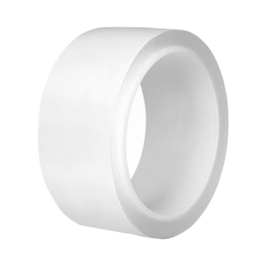 White plastic window gap sealing tape roll with wide adhesive strip and curved edge