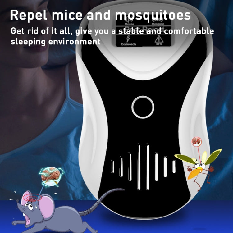 Ultrasonic insect repellent, black and white body with circular control button