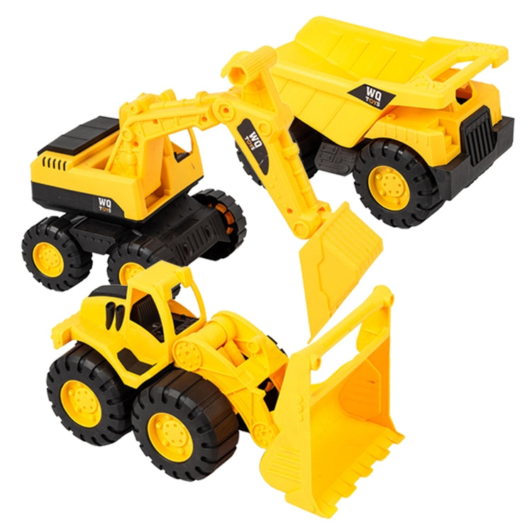 3-piece yellow construction vehicle toy set with excavator, loader, and dump truck