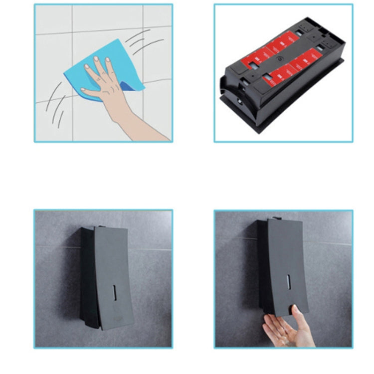 Wall-mounted soap dispenser installation collage showing wall mount and cover attachment