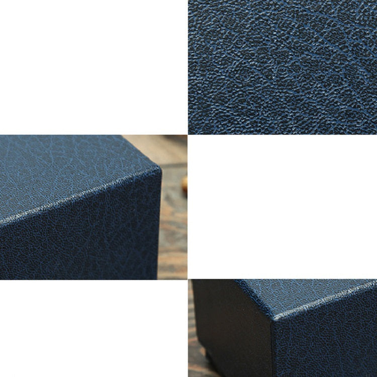 Blue textured jewelry box close-up of pebbled surface and corner