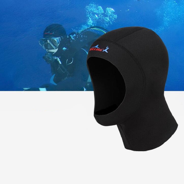 Black 1mm neoprene diving hood cap with front stitched face opening