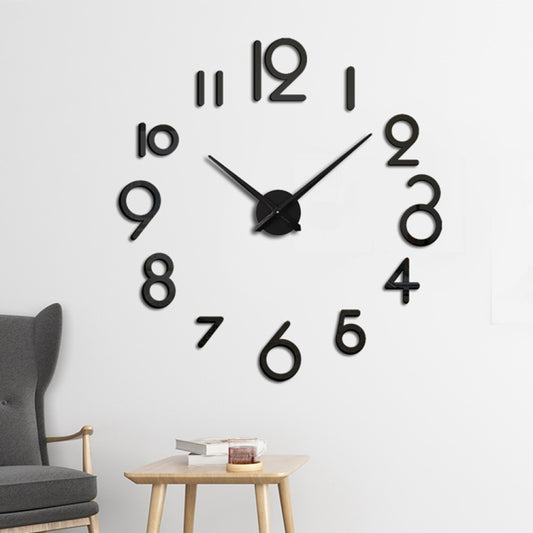 Black acrylic wall clock with large 3D numbers and two hands