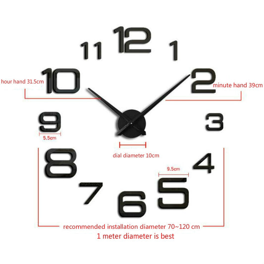 Acrylic Digital Wall Clock Home Living Room Wall Sticker Clock