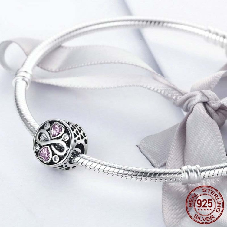 925 sterling silver infinity love heart charm bead on bracelet with pink crystal accents