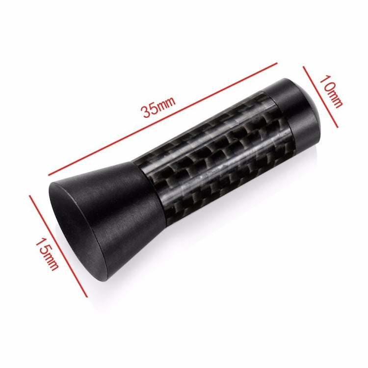 3.5cm car decorative antenna with size dimensions shown, black carbon fiber tube