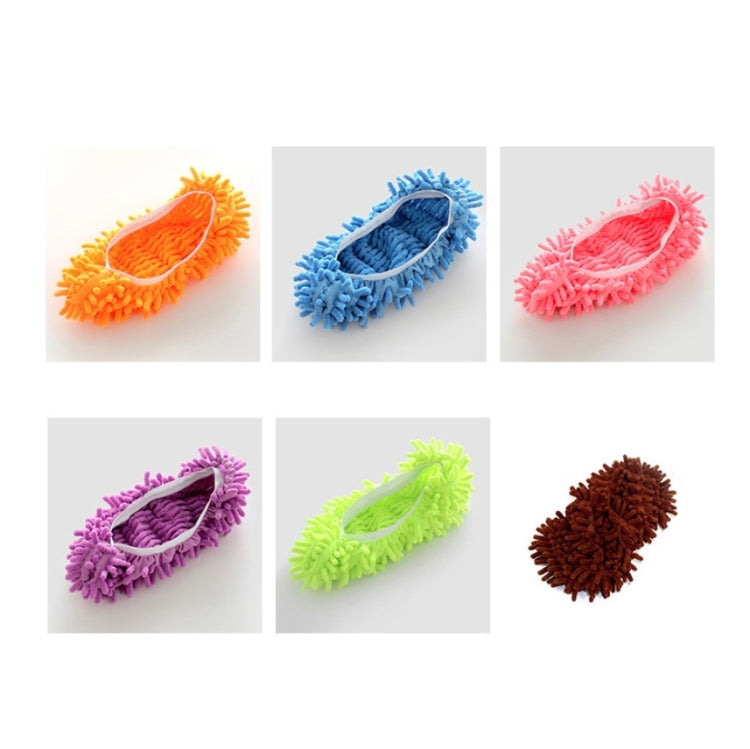 Assorted mop shoe covers set shown in multiple chenille colors, front view.