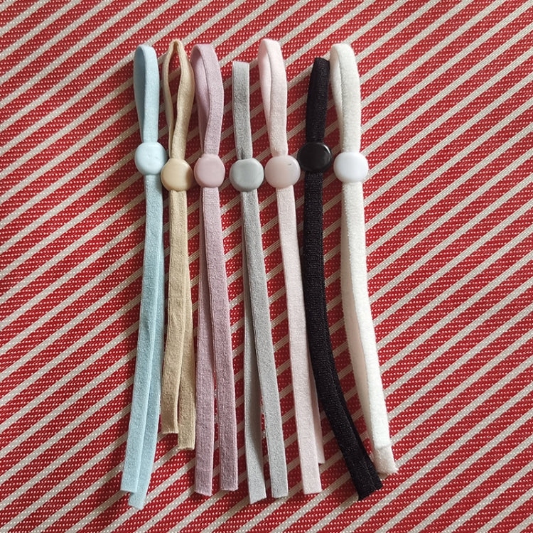 Adjustable elastic mask strap ties in mixed colors, each with round adjuster beads