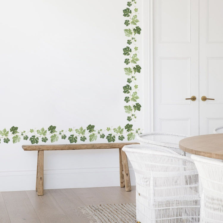 Green leaf vine corner wall stickers, removable self-adhesive PVC decoration.