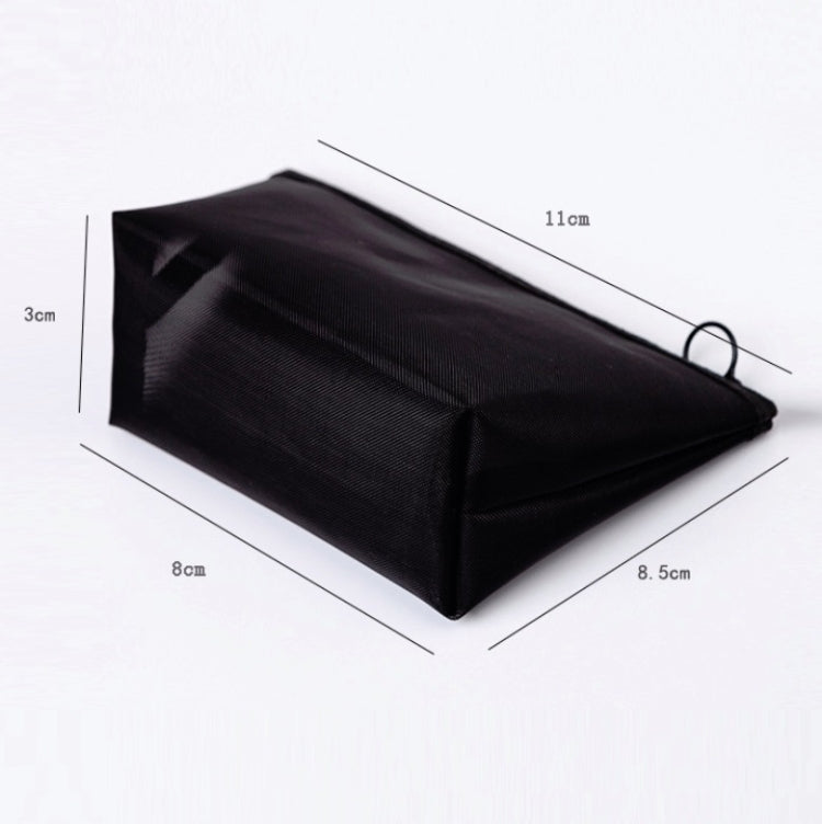 Black transparent mesh cosmetic bag with top handle loop