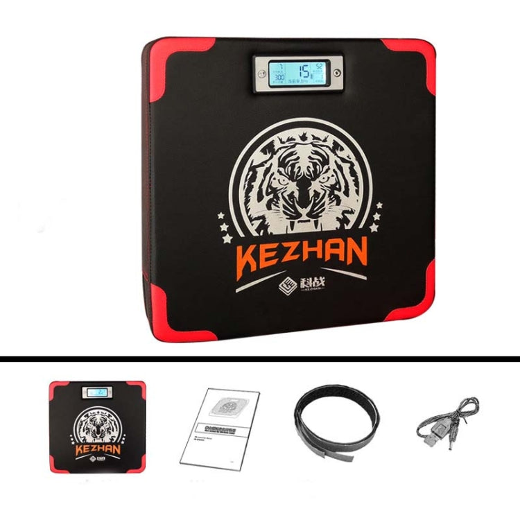 KEZHAN boxing force wall target kit: black pad with red trim, screen, cable and manual
