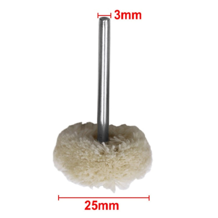 Single cream wool wheel, 25mm head size with 3mm straight shaft