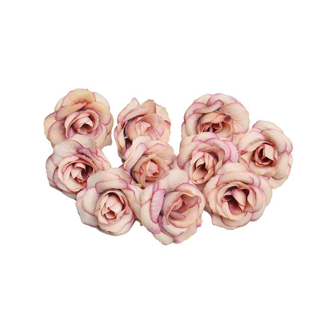 10 Sets 4cm Artificial Flower Silk Rose Flower Head for Wedding Party Home Decoration