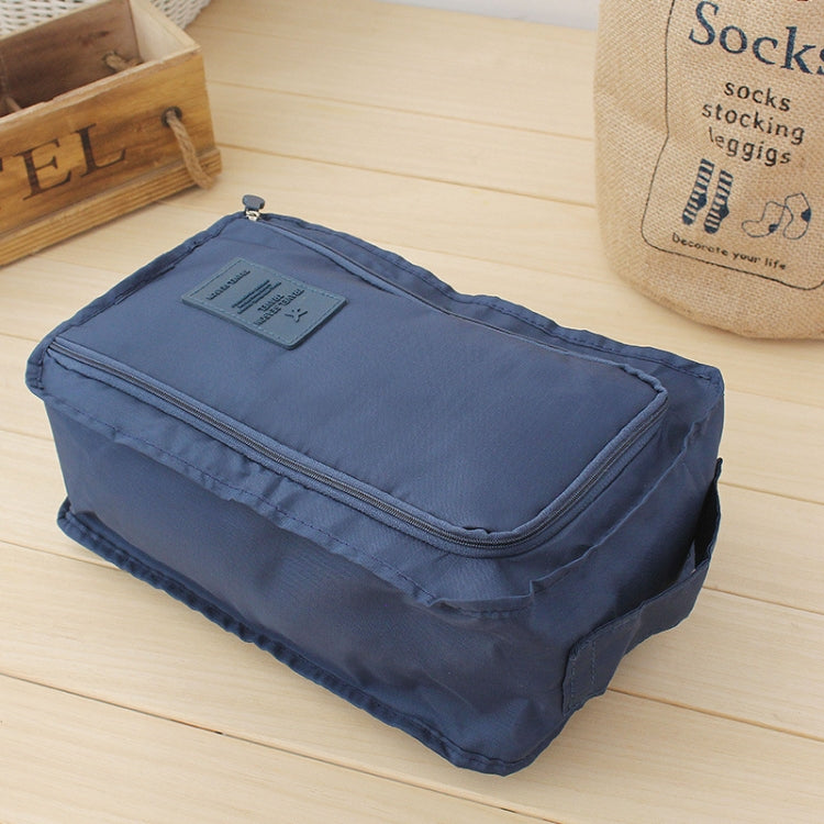 Navy blue waterproof shoe storage organizer pouch with zip and front label pocket