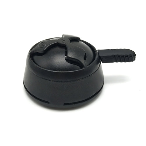 Black shisha charcoal stove burner with vented top and textured side handle