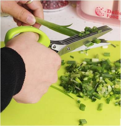 Minced 5 Layers Basil Rosemary Kitchen Scissor Shredded Chopped Scallion Cutter