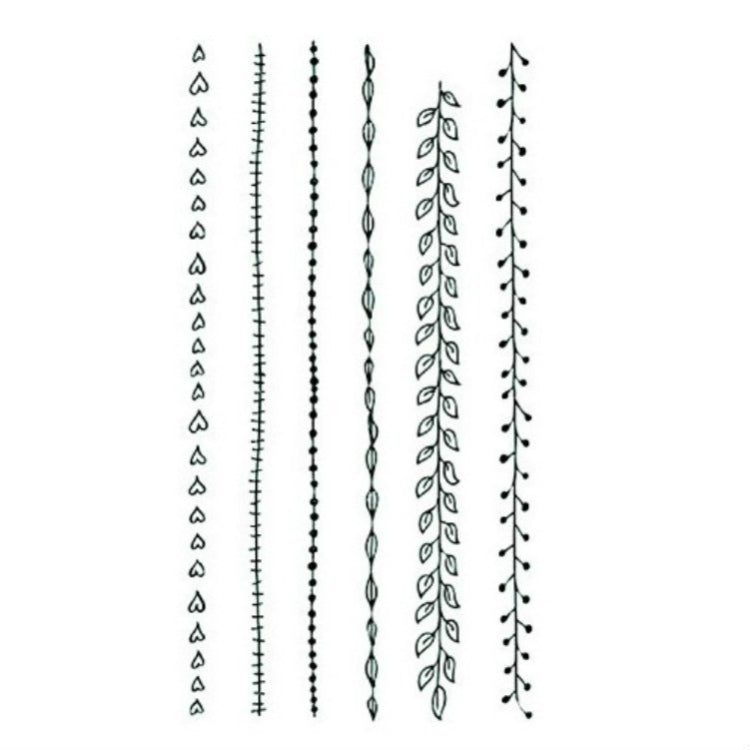 Black temporary tattoo stickers with vertical leaf and dot stripe patterns