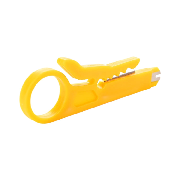 Yellow mini cable cutter pliers with serrated jaws and large ring grip