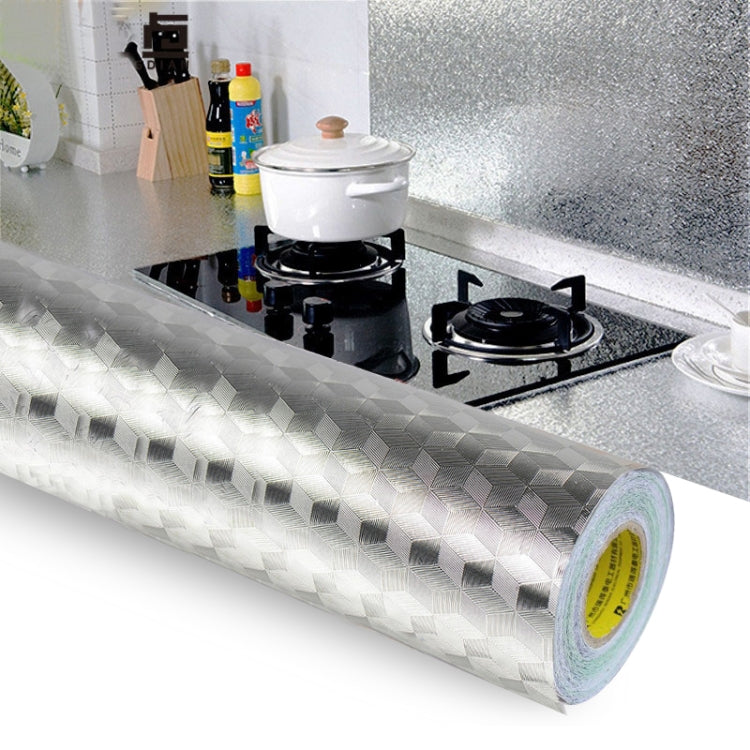 Aluminum foil stove backsplash sticker roll, textured silver, self-adhesive