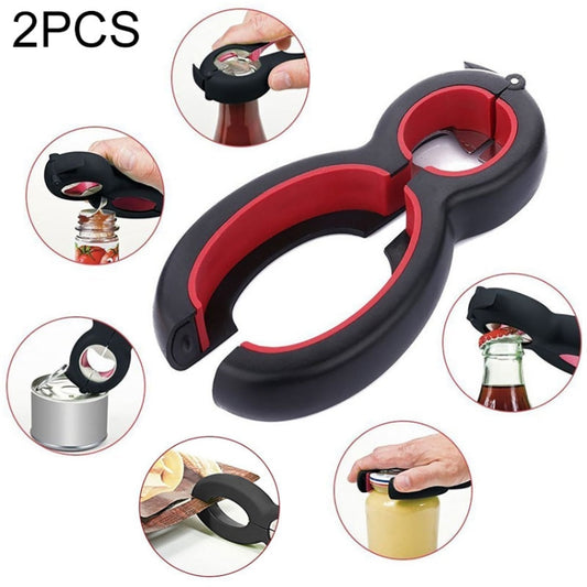 2 PCS 6 in 1 Multi-Function Twist Bottle Opener All in One Jar Gripper Wine Beer Lid Twist Off Jar Opener Claw, Bottle Opener