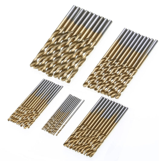 50 PCS/Set Titanium Coated Drill Bits High Speed Steel Drill Bit Set Power Drilling Tools, 50 PCS/Set Drill Bits
