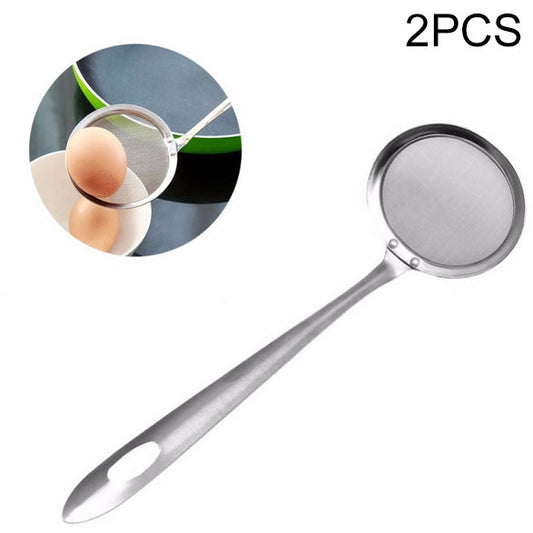 2 PCS Kitchen Stainless Steel Mesh Skimmer Vegetable Residue Oil Mesh Colander Strainer, Size: 19x7.3x6.2cm, 19x7.3x6.2cm