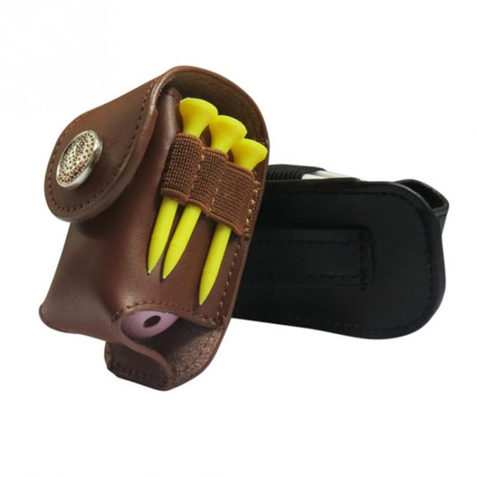 Portable Golf Ball Holder Waist Pouch Bag Leather Cool Golf Tee Bag Sports Accessory, Golf Ball Holder Black