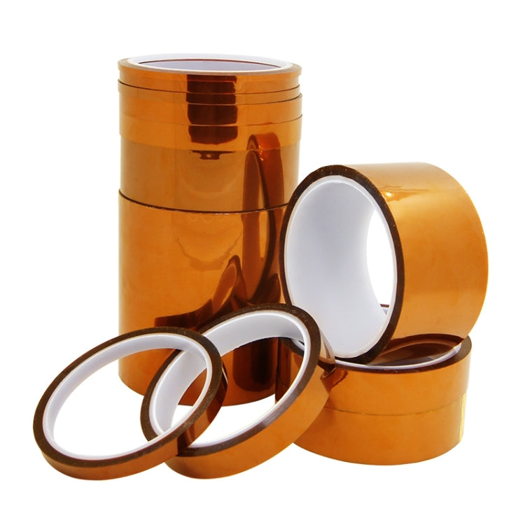 Polyimide thermal insulation tape rolls in amber color with white inner cores