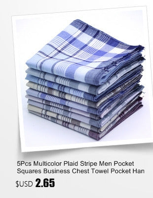 Set of cotton plaid stripe pocket squares, stacked blue tones with fringed corners
