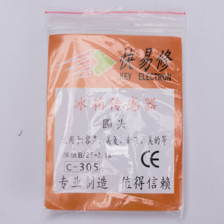 Freezer temperature sensor probe in orange-labeled sealed package