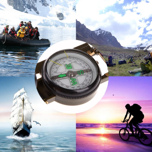Portable Folding Army Green Lens Compass Multifunction Mini Camping Climbing Outdoor Tool, Army Green