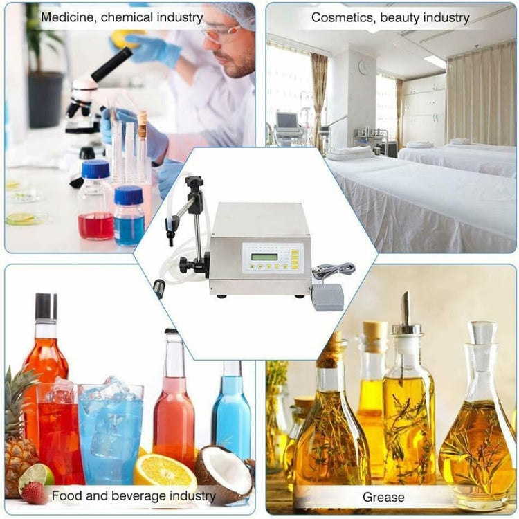 Liquid filling pump machine with LCD control panel and connected tubing