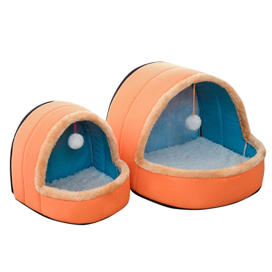 Pet Dog Cat Warm Soft Bed Pet Cushion Dog Kennel Cat Castle Foldable Puppy House with Toy Ball, S, M, L