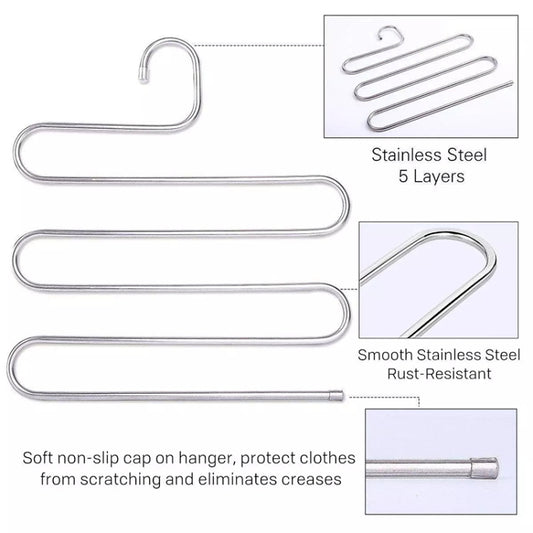 5 Layers S Shape Multi-Functional Clothes Hangers Pants Storage Hangers, S Shape Hangers